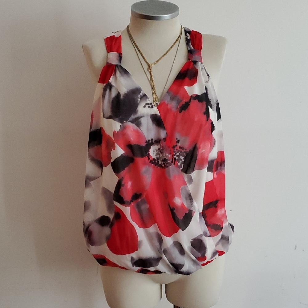 INC International Concepts Red and Black Sleeveless Tank Top